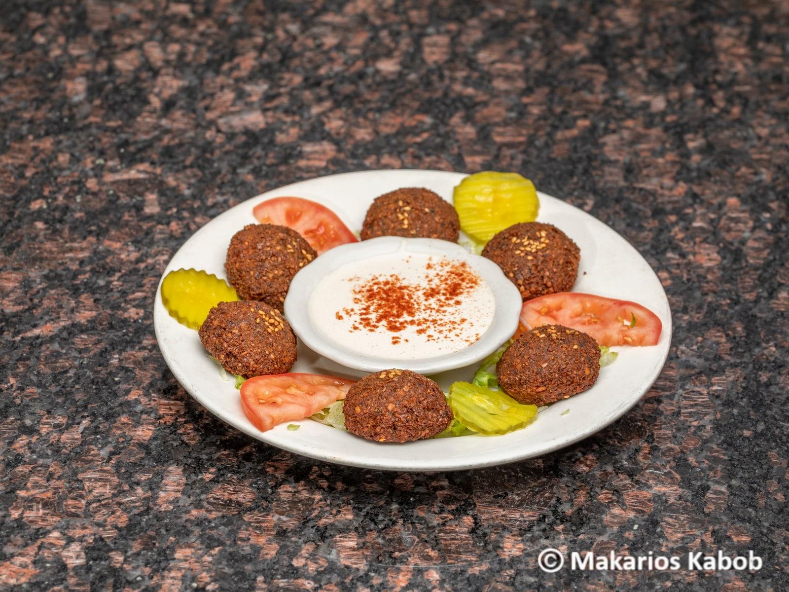 Falafel appetizer with sauce at Ranch House Makarios Family Restaurant in Vestavia Hills, AL