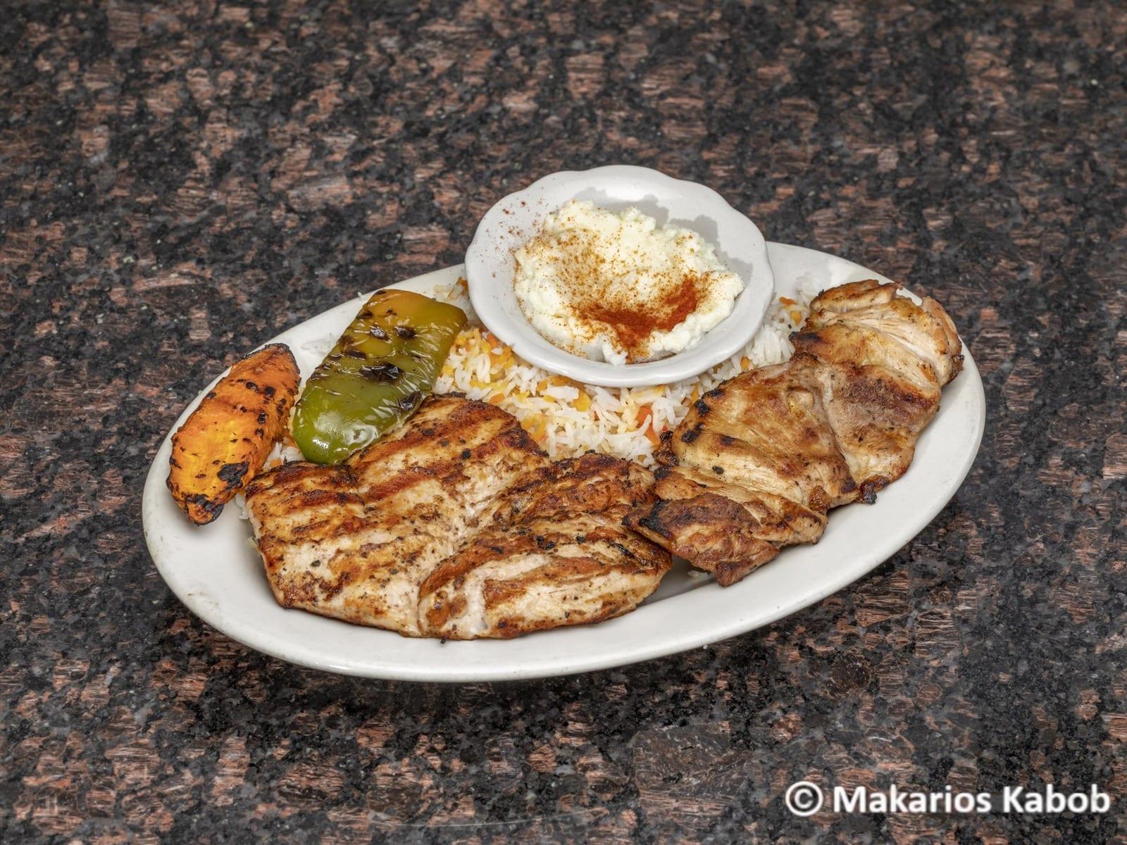 Grilled chicken plate served at Ranch House Makarios Family Restaurant in Vestavia Hills, AL