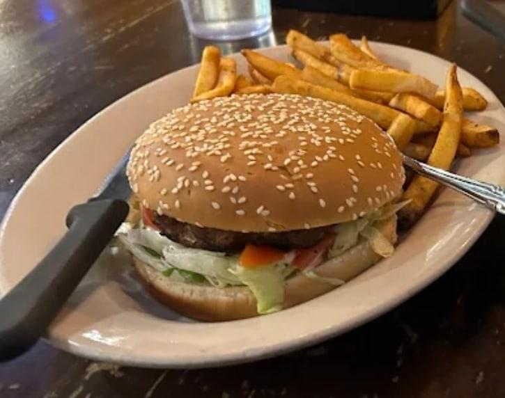 Cheeseburger with fries served at Ranch House Makarios Family Restaurant in Vestavia Hills, AL