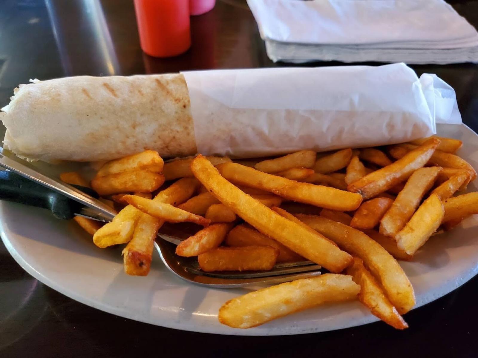 Shawarma wrap served at Ranch House Makarios Family Restaurant in Vestavia Hills, AL