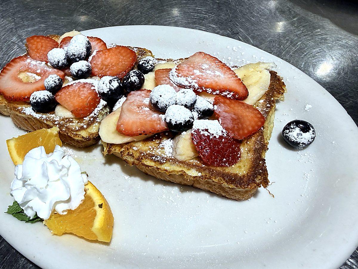 ½ Fruity French Toast (2) served at Ranch House Makarios Family Restaurant in Vestavia Hills