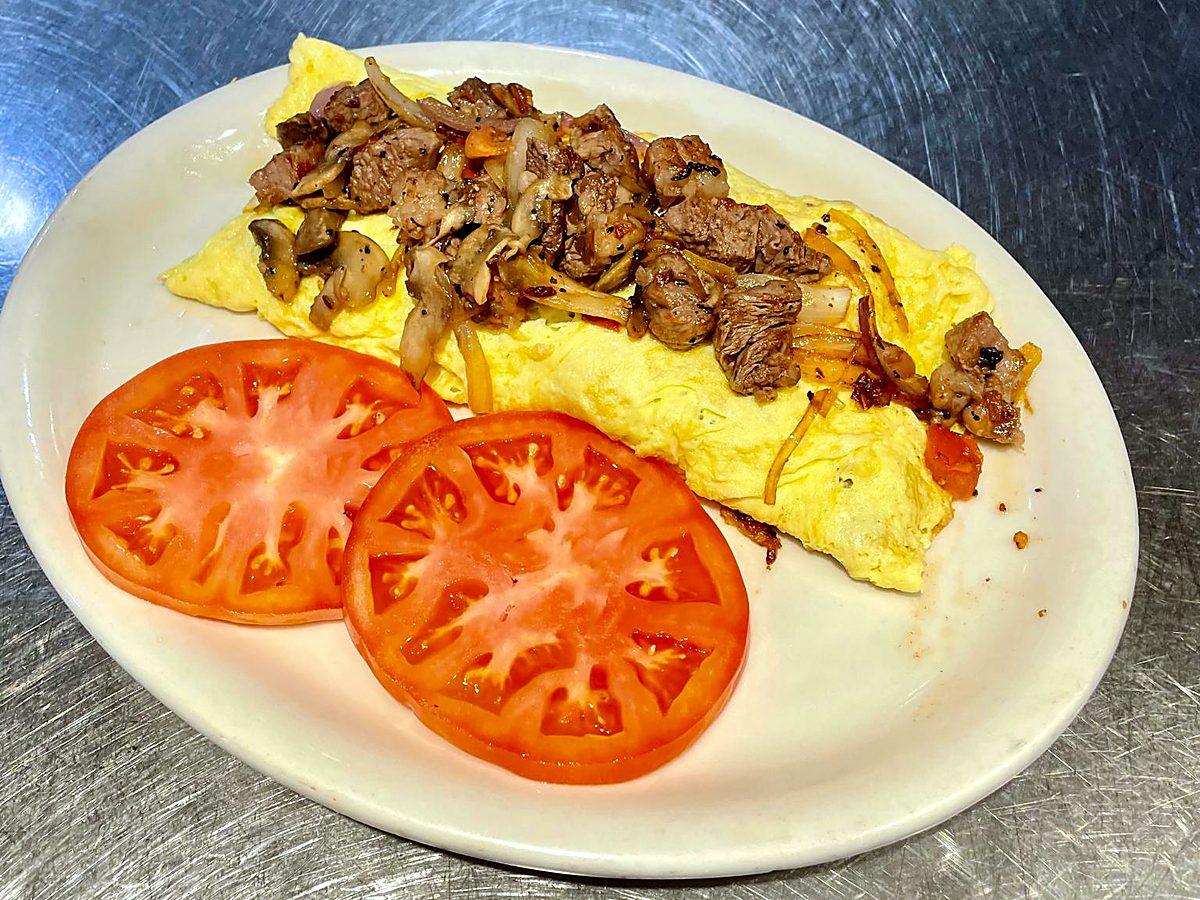 Ribeye Omelet (6oz or 10oz) served at Ranch House Makarios Family Restaurant in Vestavia Hills