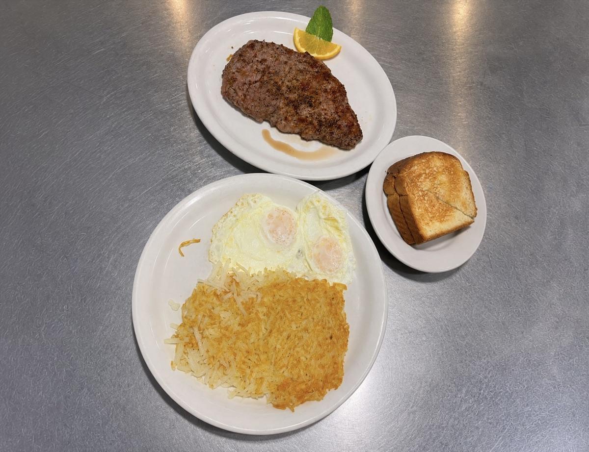 Ribeye Steak & Eggs served at Ranch House Makarios Family Restaurant in Vestavia Hills